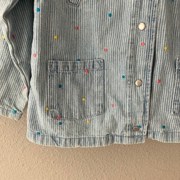 Zara Baby Embroidered Polka Dot Hooded Denim Jacket - Blue - 3/4 - Picture 8 of 10